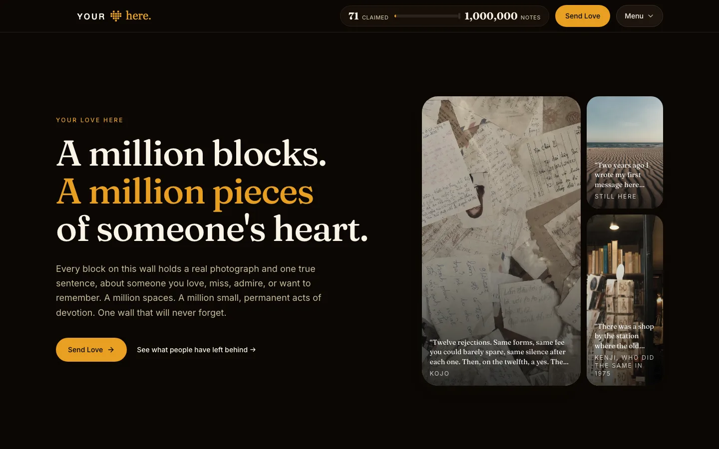 Your Love Here homepage